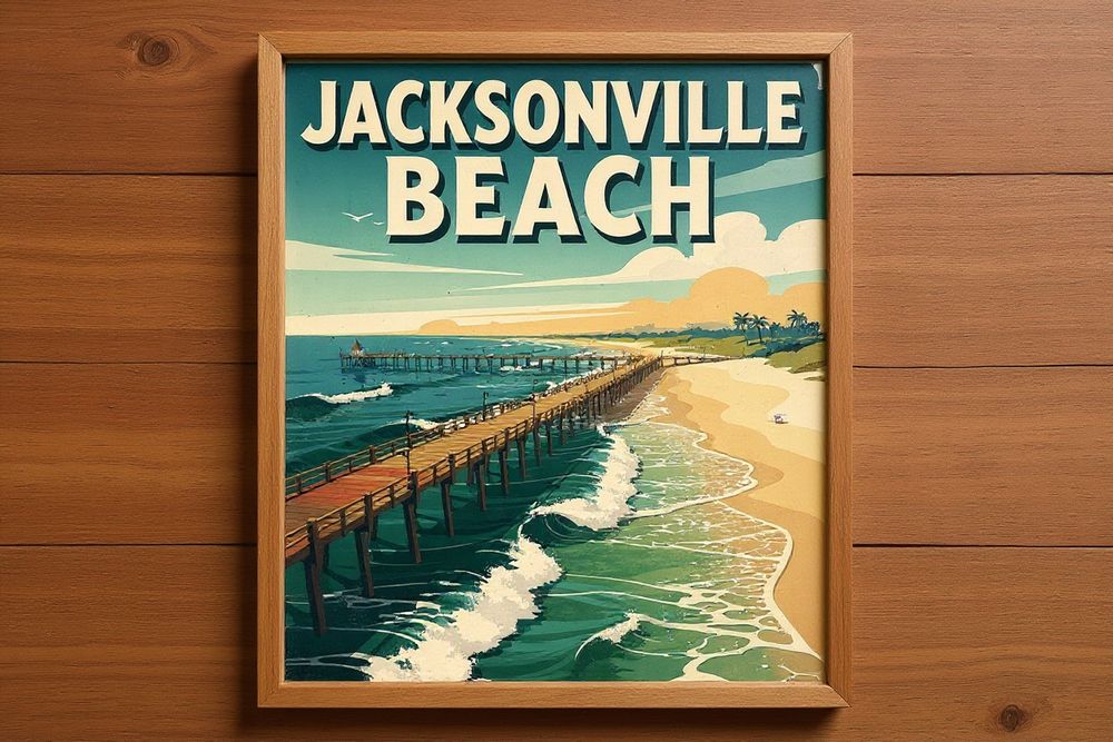 Jacksonville Beach Surf Poster — room mockup