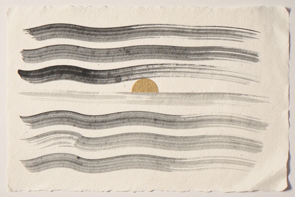 Japanese Ink Wave Art — room mockup