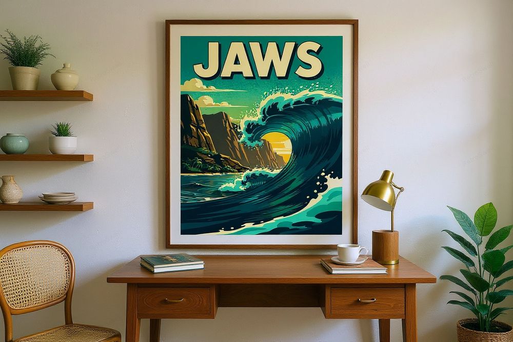 Jaws Maui Surf Poster — room mockup