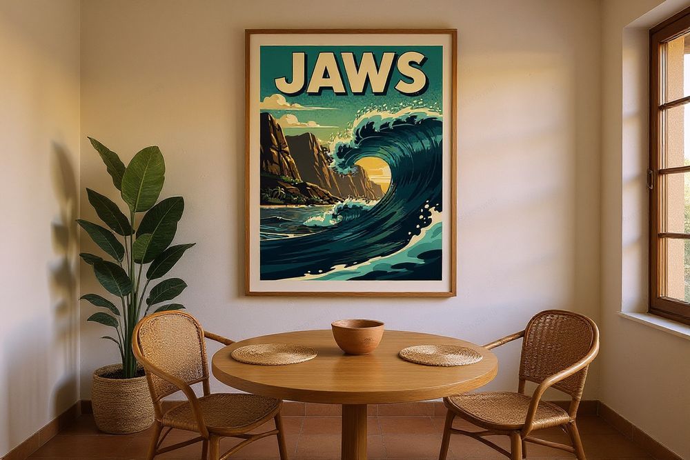 Jaws Maui Surf Poster — room mockup