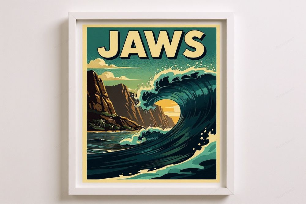 Jaws Maui Surf Poster — room mockup