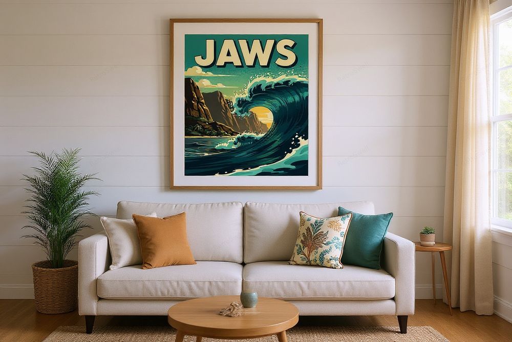 Jaws Maui Surf Poster — room mockup
