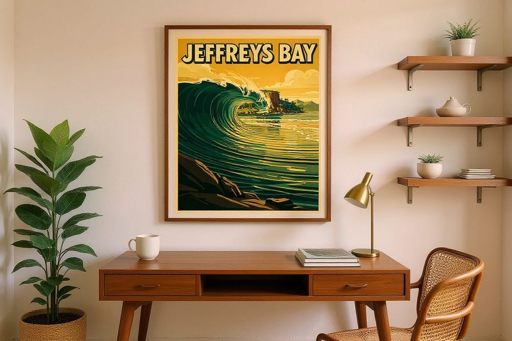 Jeffreys Bay Surf Poster — room mockup