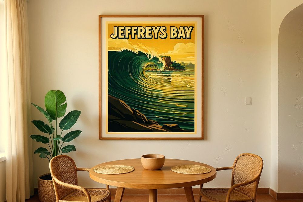 Jeffreys Bay Surf Poster — room mockup