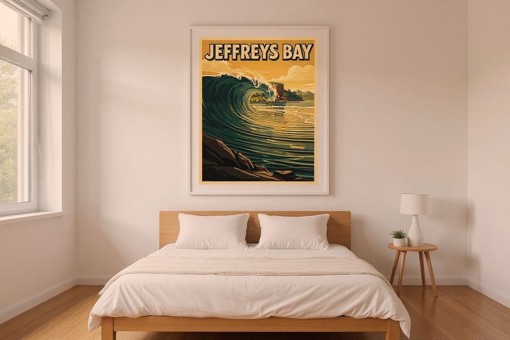 Jeffreys Bay Surf Poster — room mockup