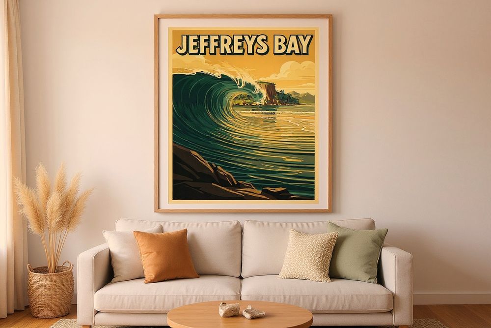 Jeffreys Bay Surf Poster — room mockup