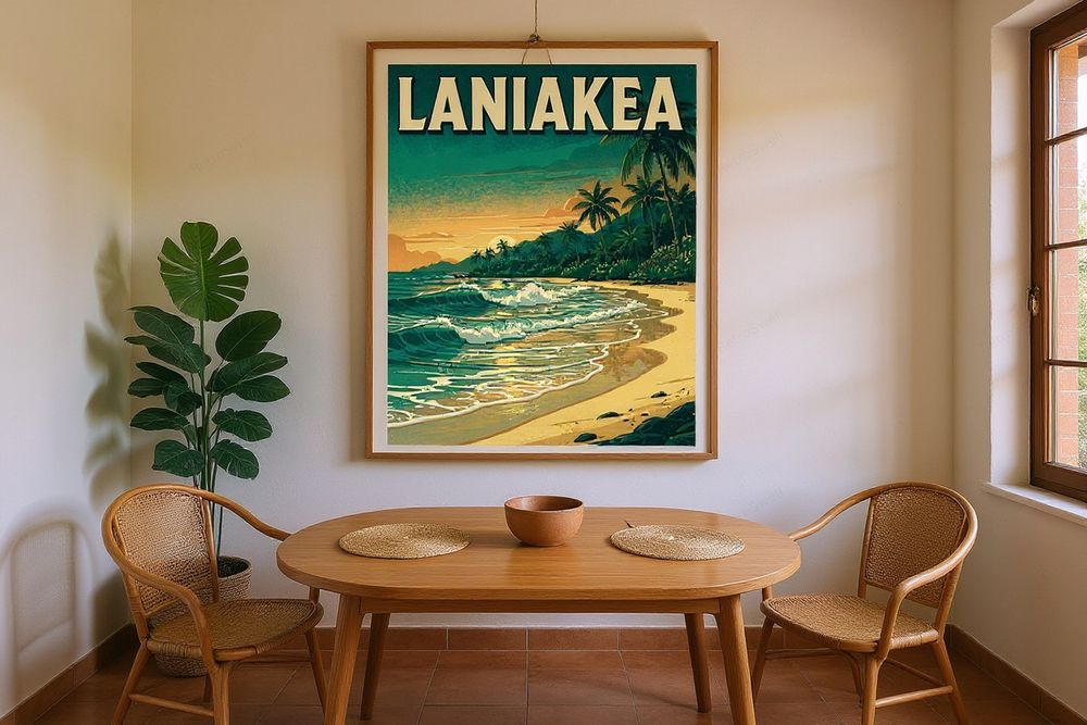 Laniakea Beach Hawaii Print — room mockup