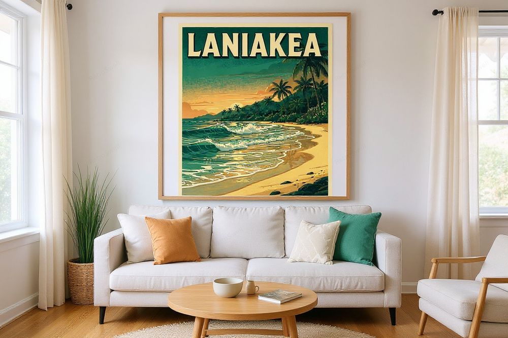 Laniakea Beach Hawaii Print — room mockup