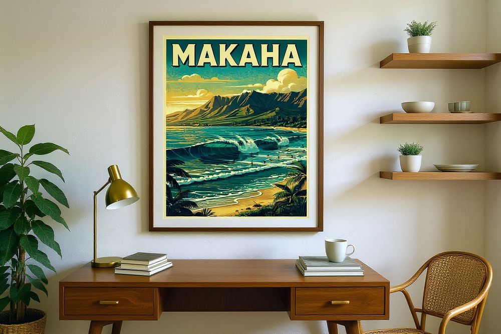 Makaha Hawaii Surf Poster — room mockup