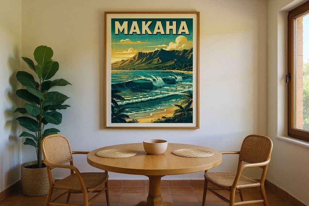 Makaha Hawaii Surf Poster — room mockup