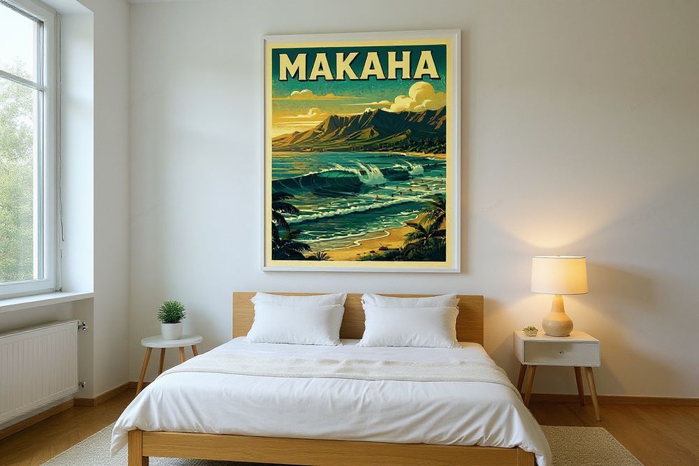 Makaha Hawaii Surf Poster — room mockup