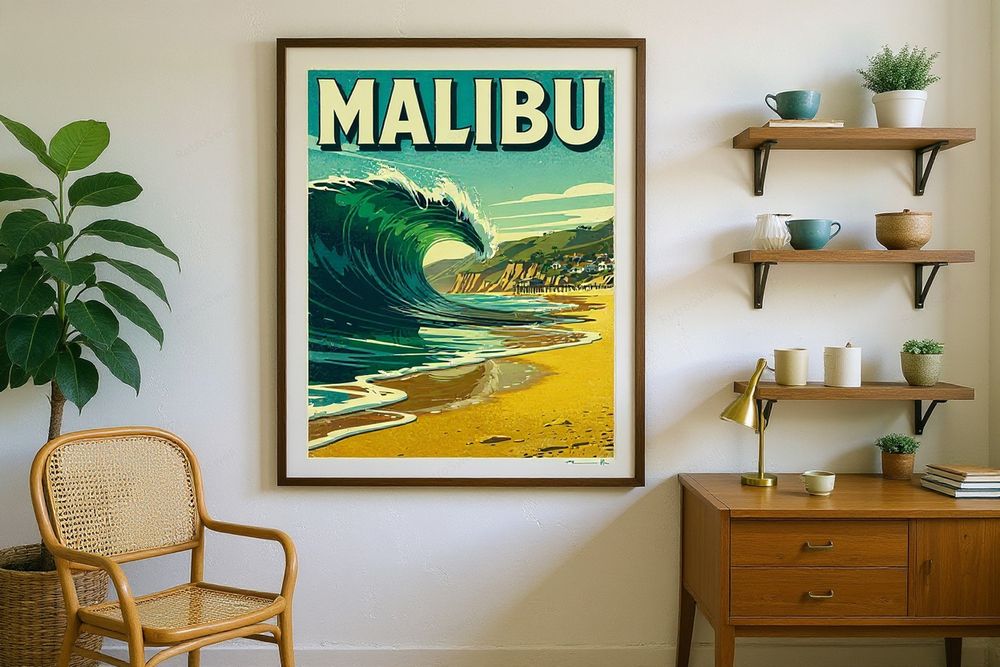 Malibu Surf Poster — room mockup