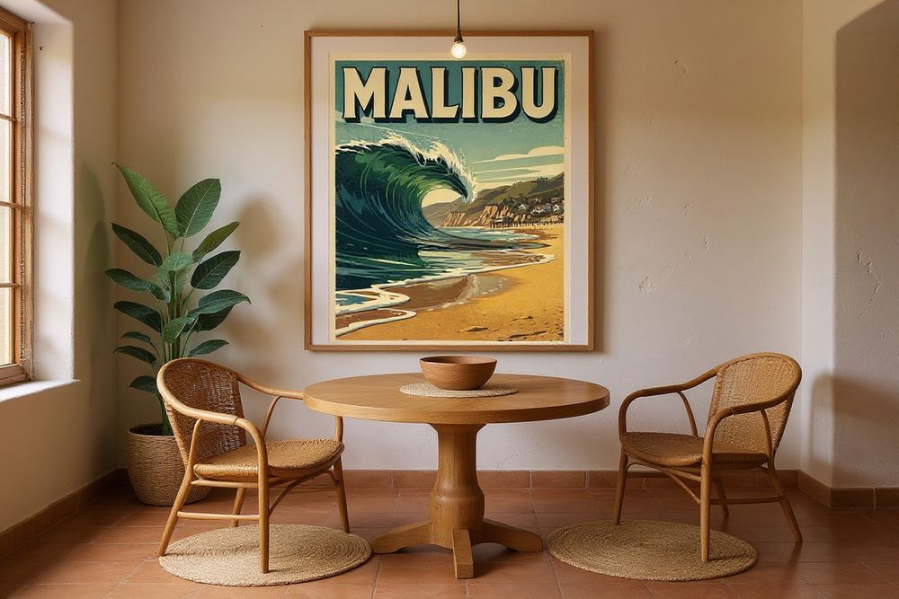 Malibu Surf Poster — room mockup