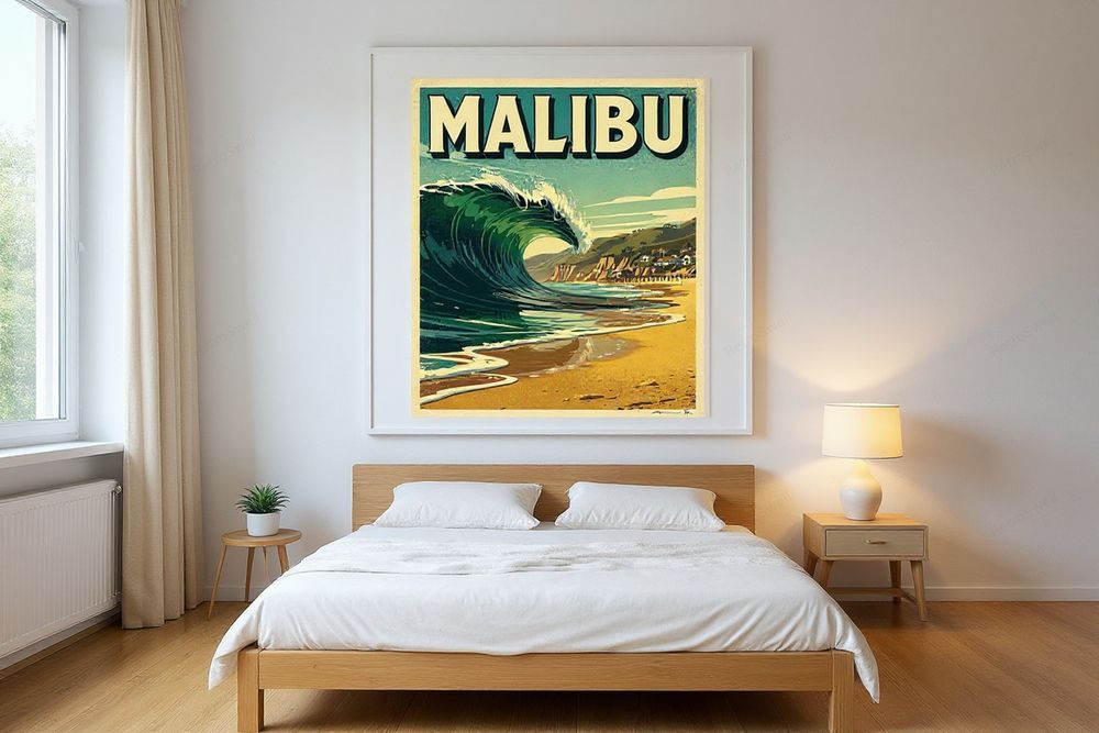 Malibu Surf Poster — room mockup