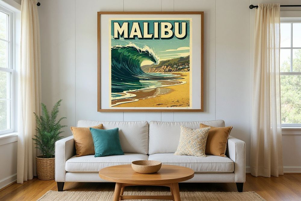 Malibu Surf Poster — room mockup