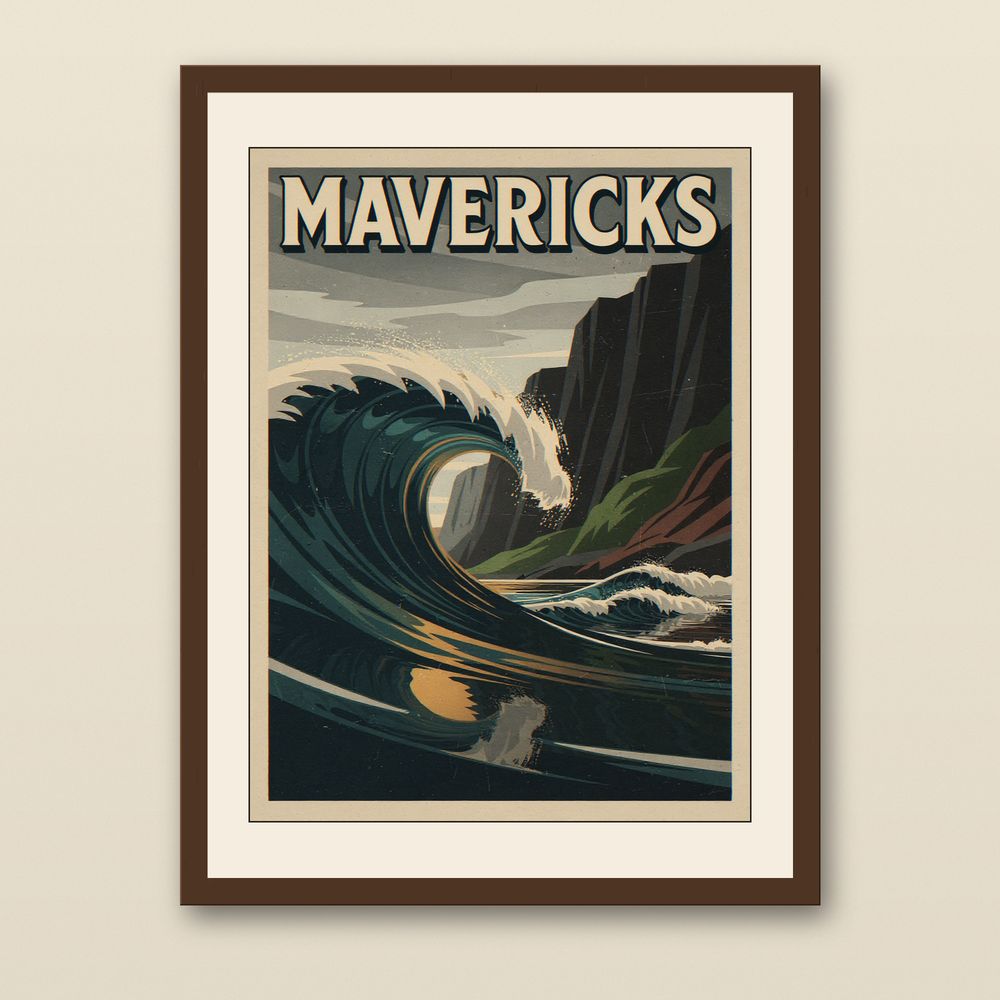 Mavericks Surf Poster — printable wall art preview