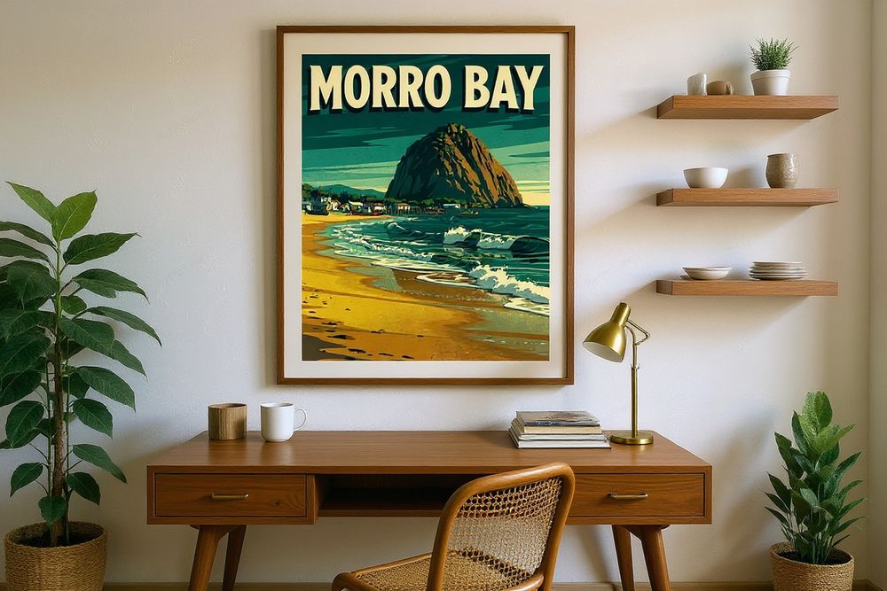 Morro Bay California Surf Poster — room mockup