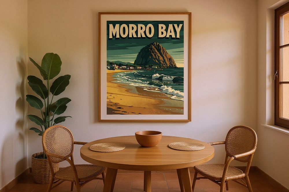 Morro Bay California Surf Poster — room mockup