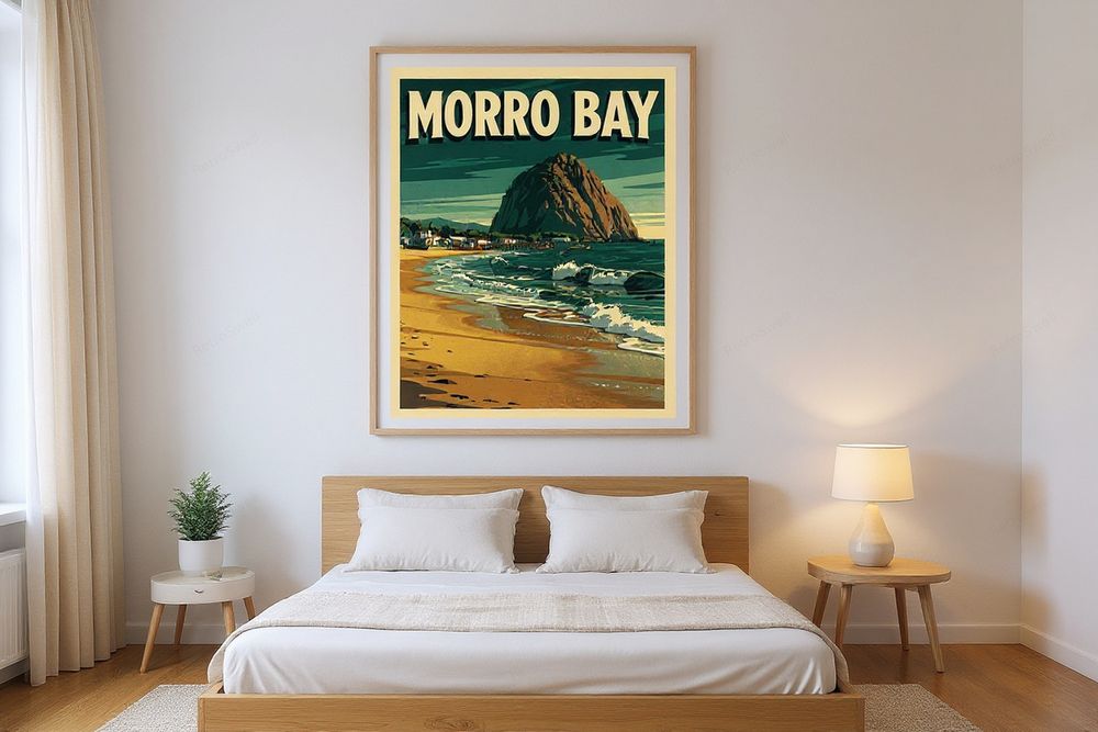 Morro Bay California Surf Poster — room mockup
