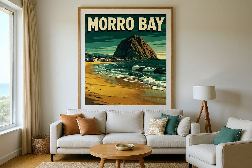 Morro Bay California Surf Poster — room mockup