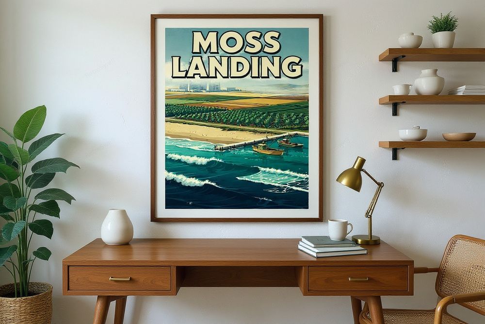 Moss Landing California Surf Poster — room mockup