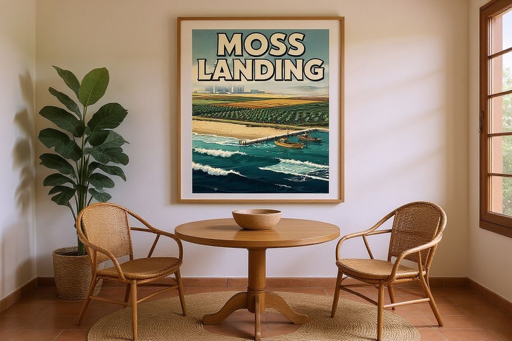 Moss Landing California Surf Poster — room mockup