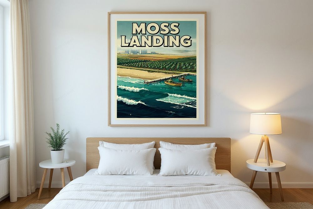 Moss Landing California Surf Poster — room mockup
