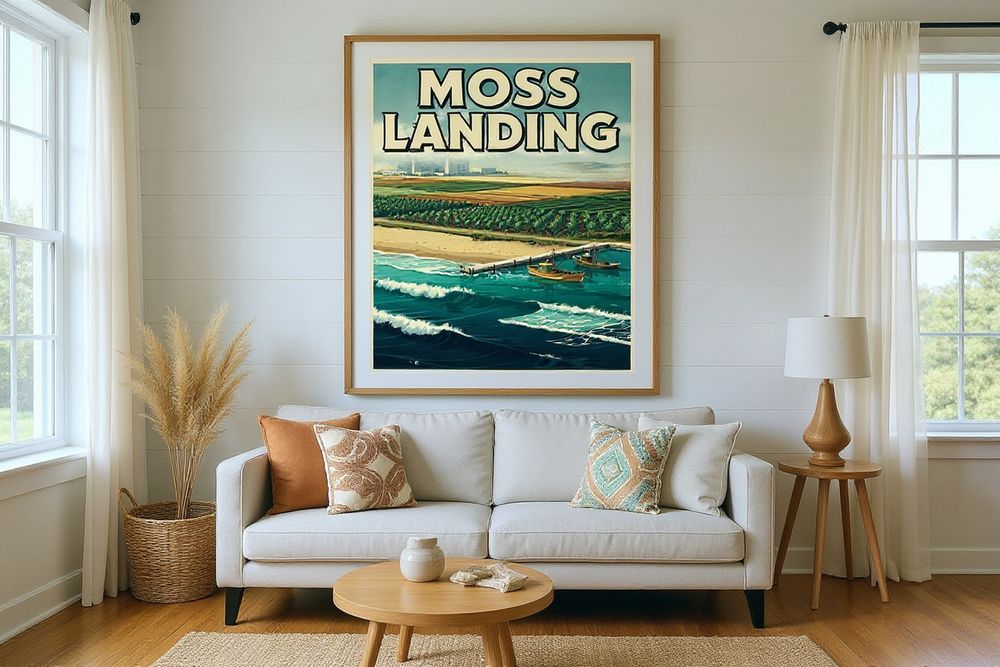 Moss Landing California Surf Poster — room mockup