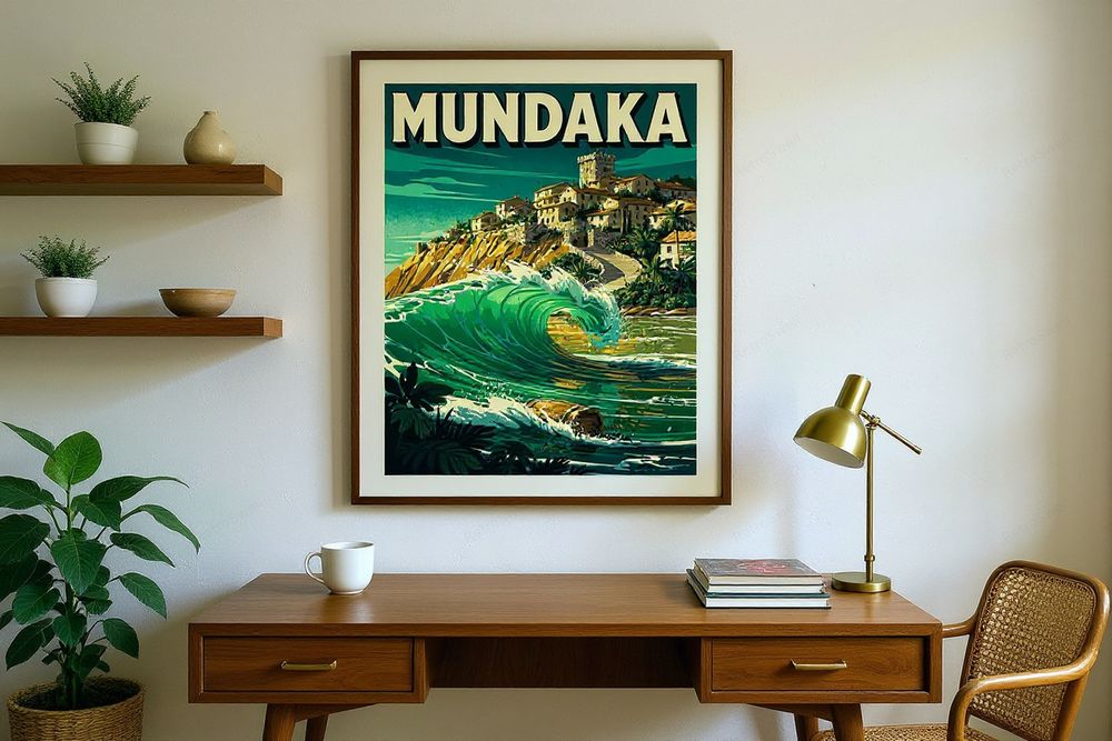 Mundaka Spain Surf Poster — room mockup
