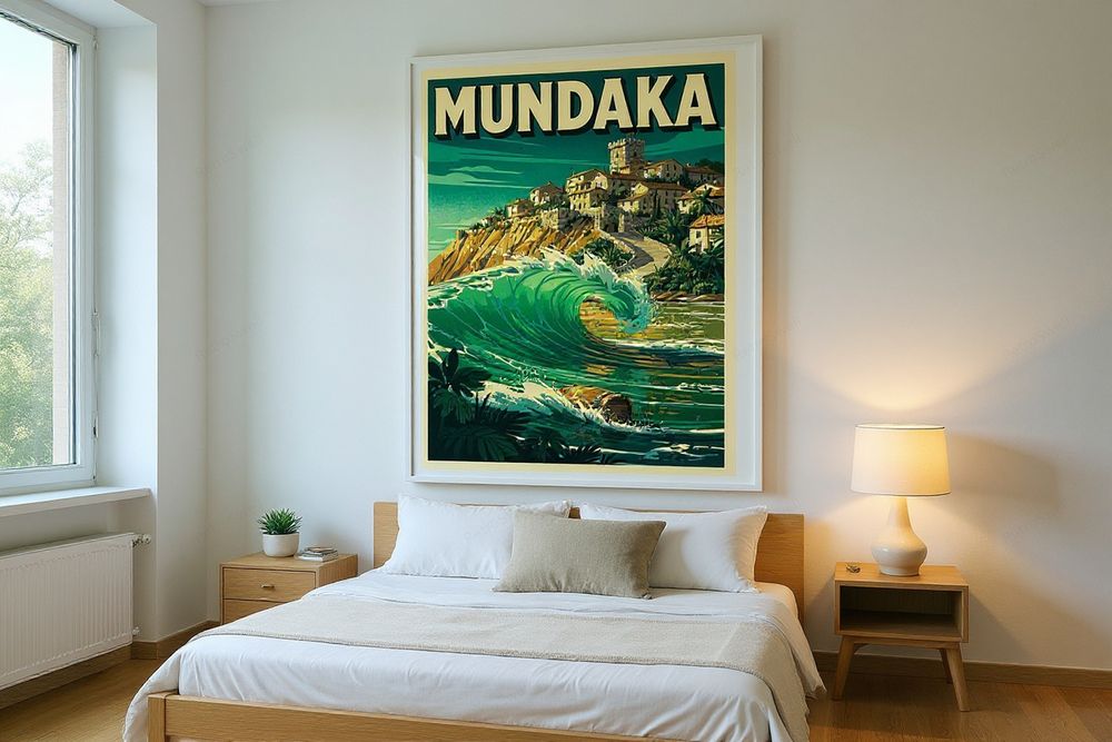Mundaka Spain Surf Poster — room mockup