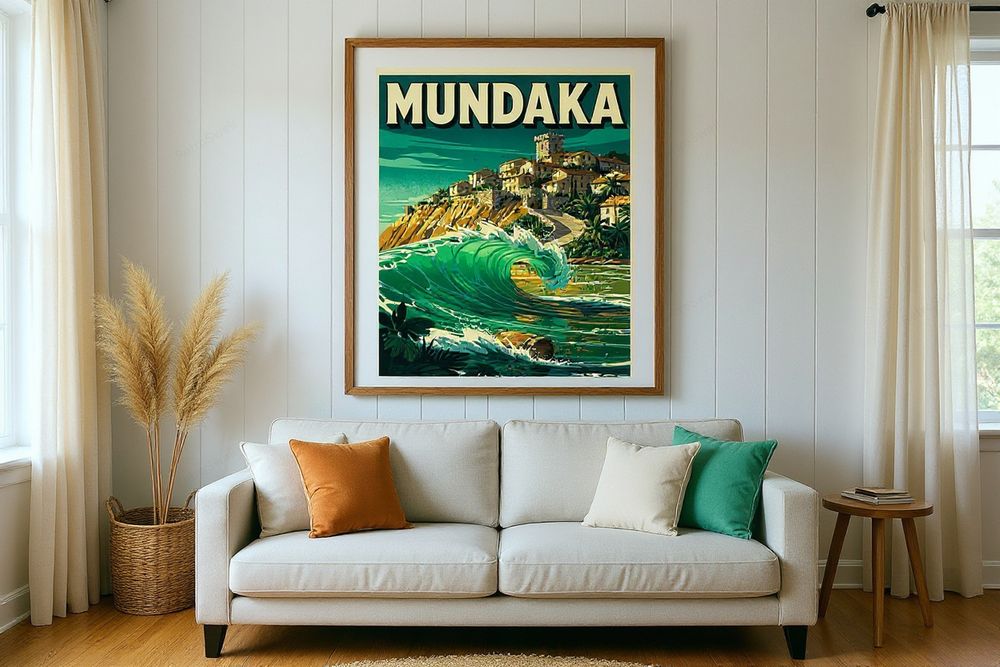 Mundaka Spain Surf Poster — room mockup