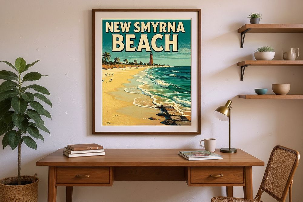 New Smyrna Beach Surf Print — room mockup