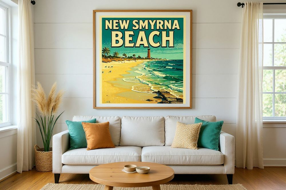 New Smyrna Beach Surf Print — room mockup