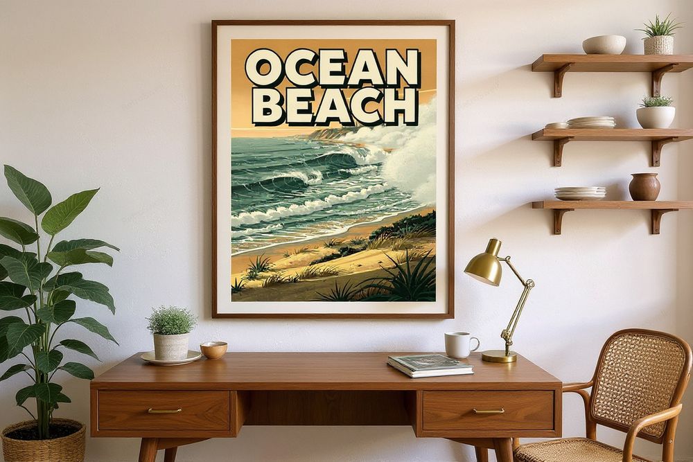Ocean Beach San Diego Poster — room mockup