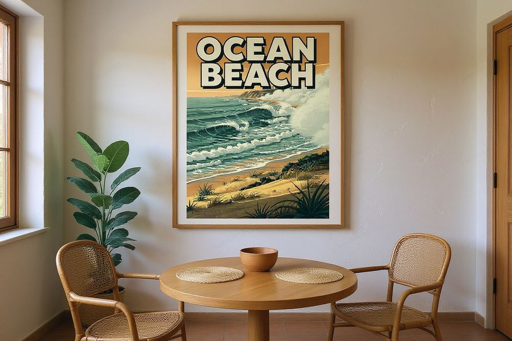 Ocean Beach San Diego Poster — room mockup