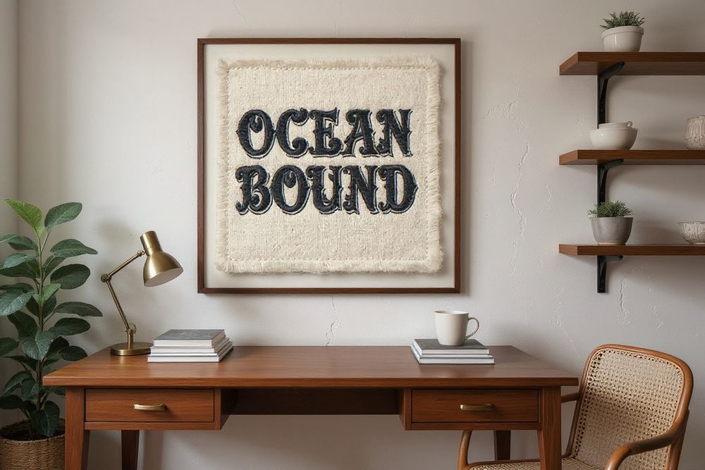 Ocean Bound Embroidered Patch Print — room mockup