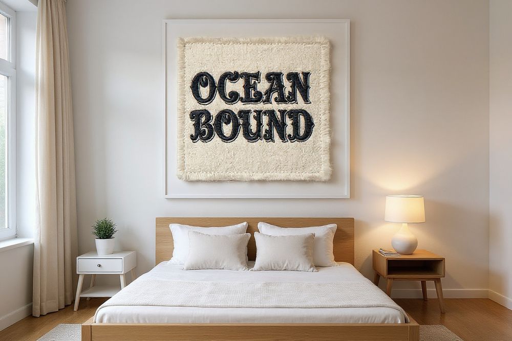 Ocean Bound Embroidered Patch Print — room mockup