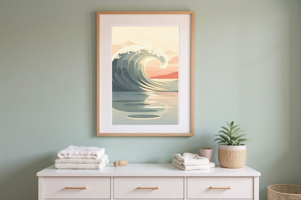 Ocean Wave Nursery Art — room mockup