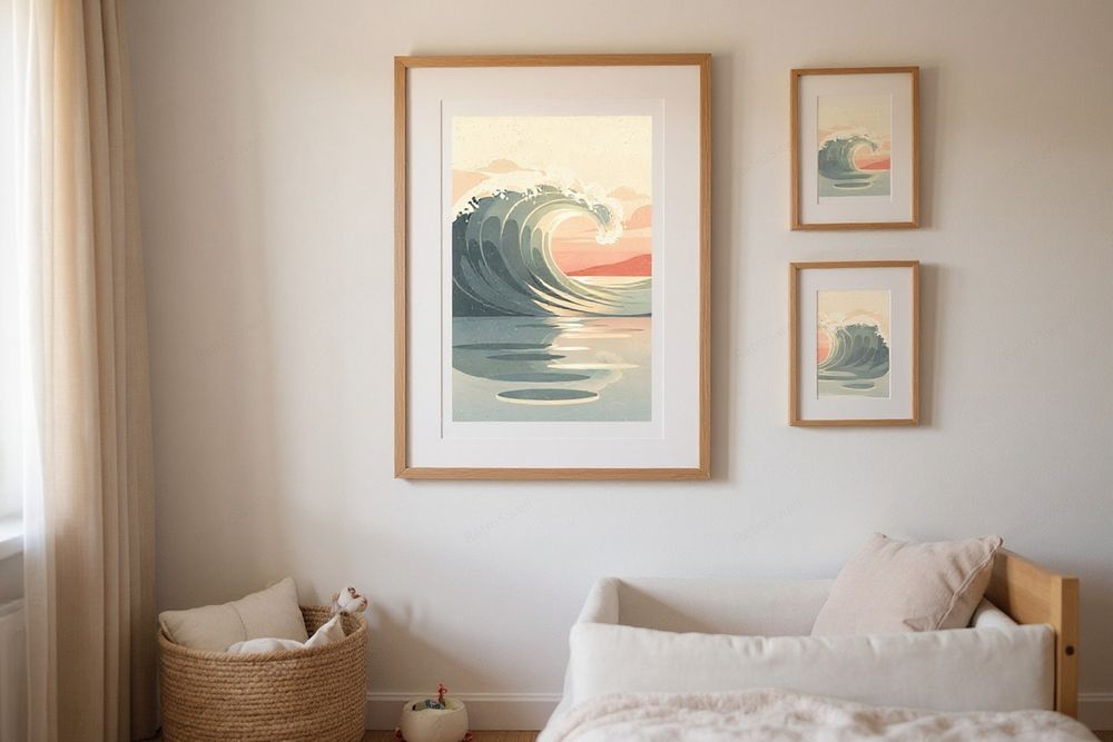 Ocean Wave Nursery Art — room mockup