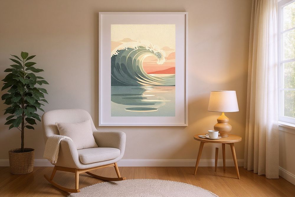 Ocean Wave Nursery Art — room mockup
