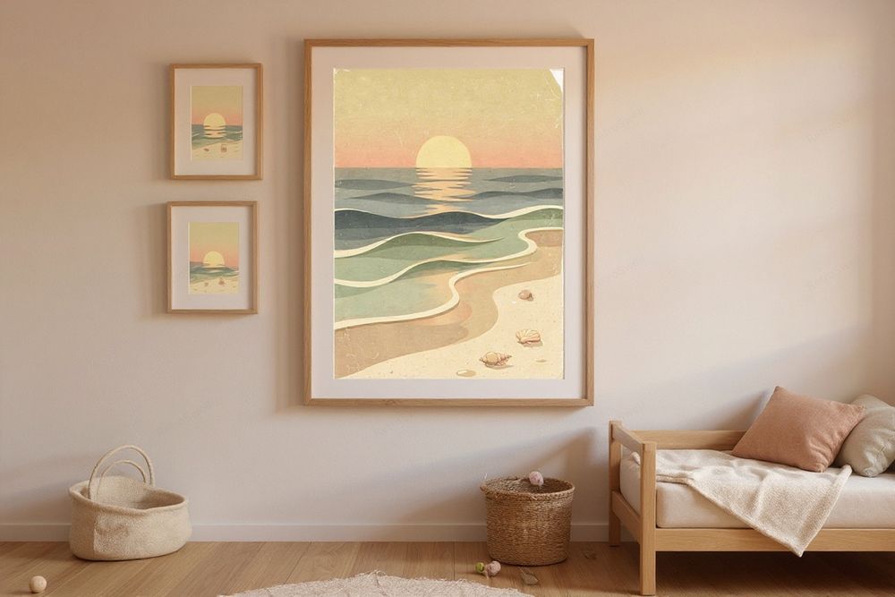 Ocean Waves Nursery Art — room mockup