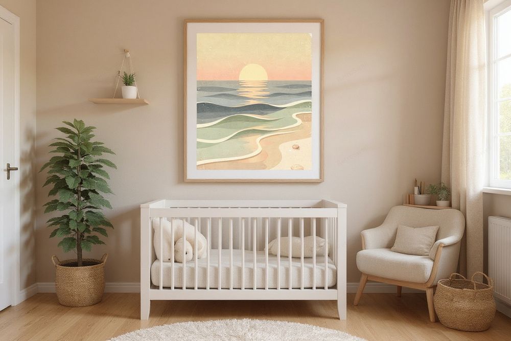 Ocean Waves Nursery Art — room mockup