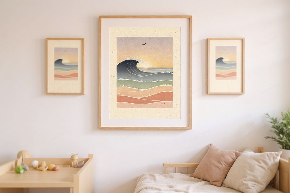 Ocean Waves Nursery Art — room mockup
