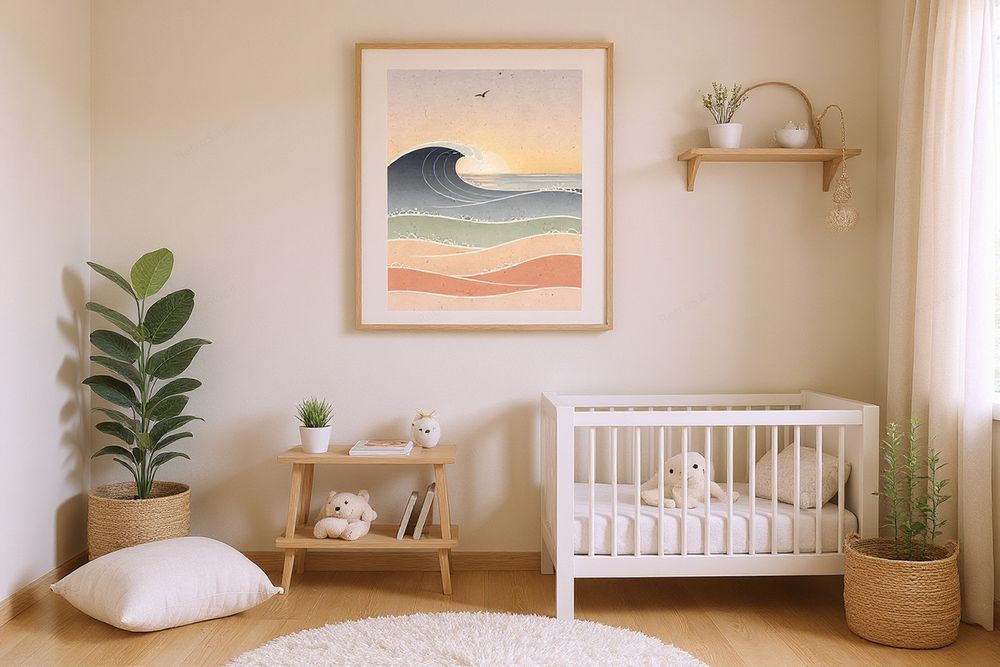 Ocean Waves Nursery Art — room mockup