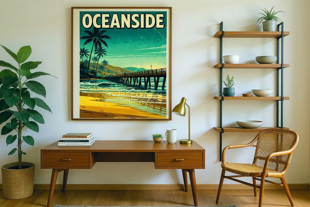 Oceanside California Surf Poster — room mockup