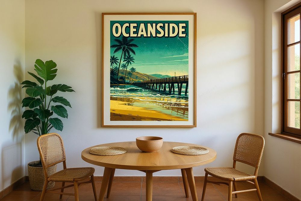 Oceanside California Surf Poster — room mockup