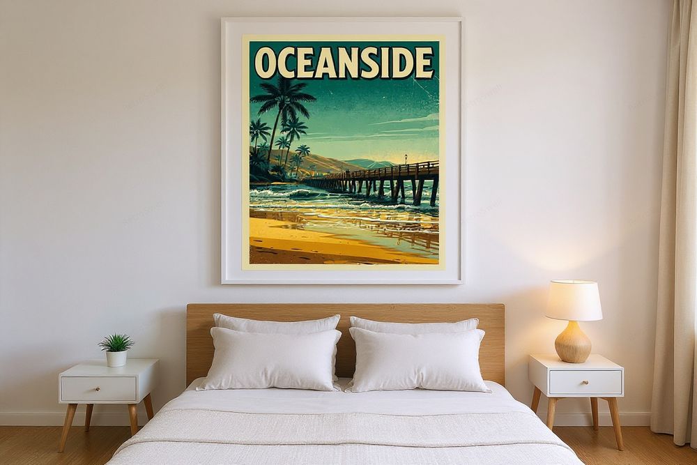 Oceanside California Surf Poster — room mockup