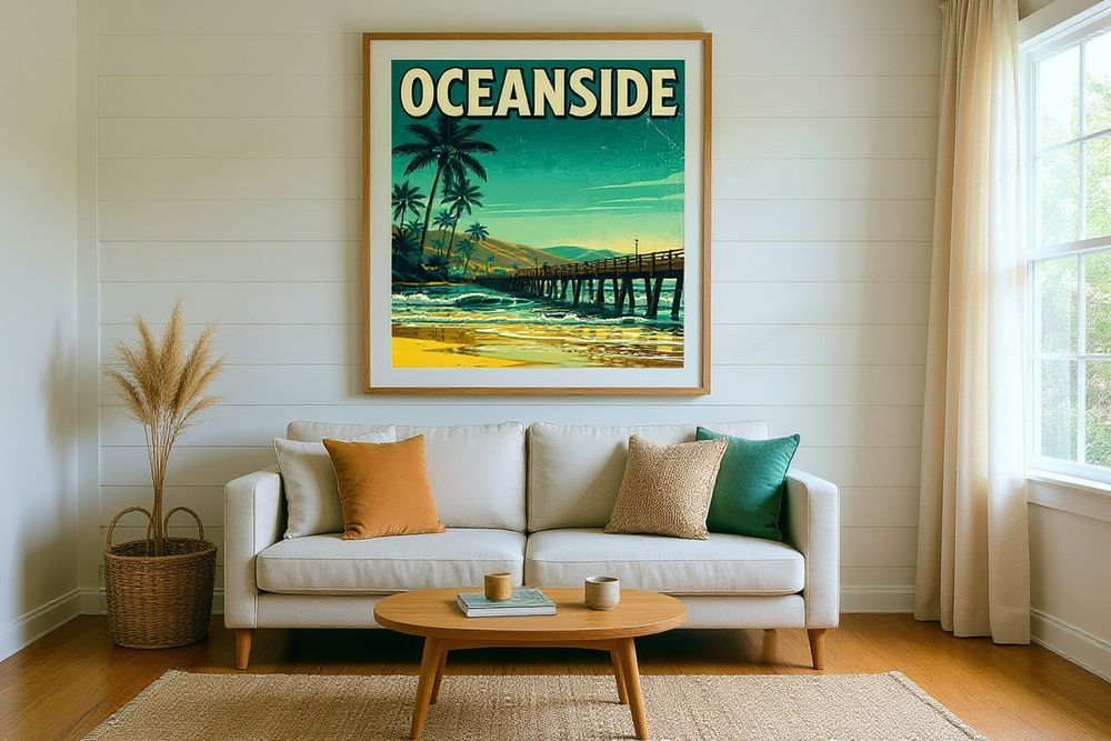 Oceanside California Surf Poster — room mockup