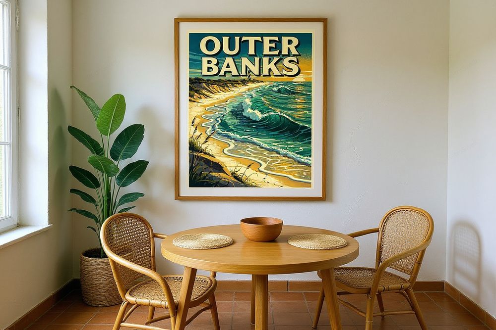 Outer Banks Surf Poster — room mockup