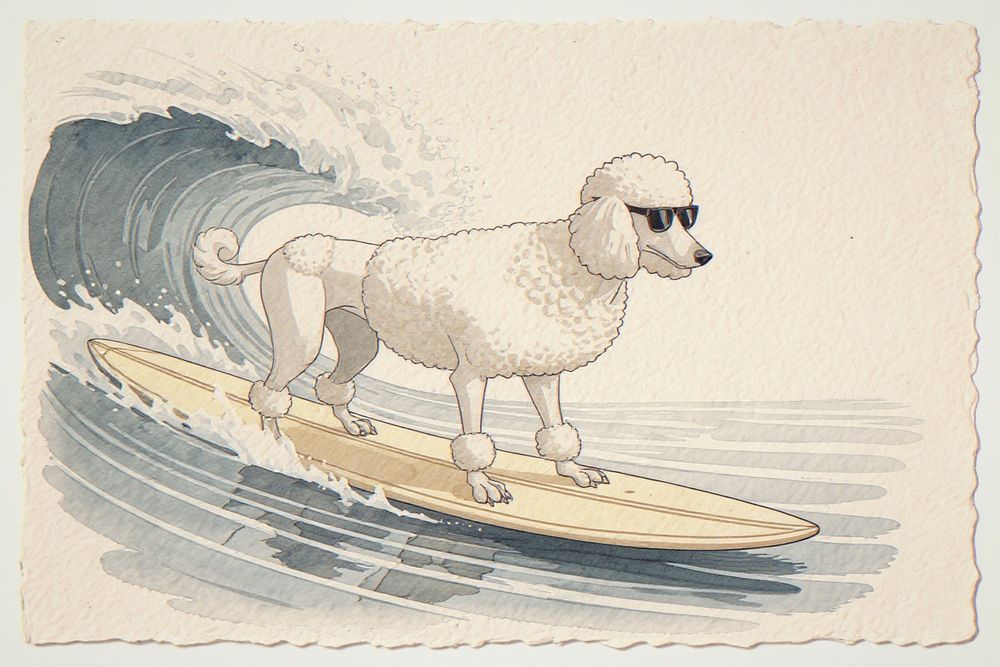 Poodle Surfing Print — room mockup